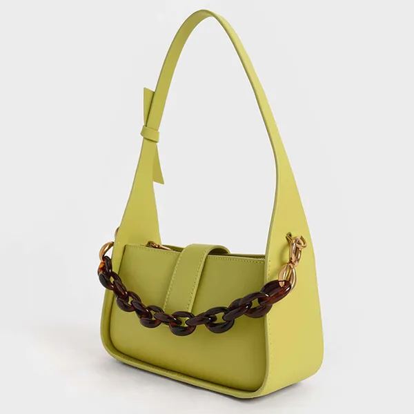 Túi Đeo Vai Nữ Charles & Keith CNK Leather Chain-Link Bag 50270847 Màu Xanh Green