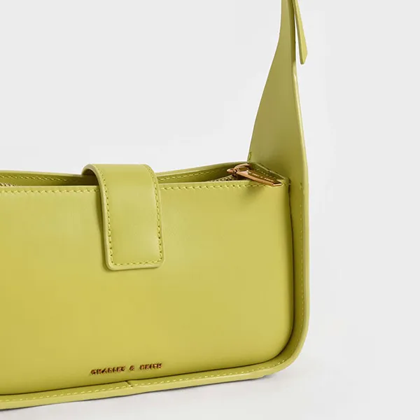 Túi Đeo Vai Nữ Charles & Keith CNK Leather Chain-Link Bag 50270847 Màu Xanh Green