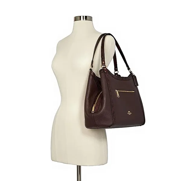 Túi Đeo Vai Nữ Coach Kristy Shoulder Bag In Leather C6830 Màu Nâu Đỏ