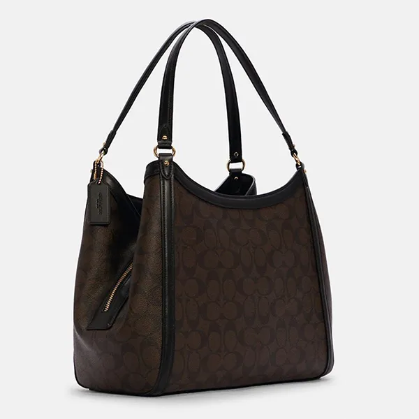 Túi Đeo Vai Nữ Coach Kristy Shoulder Bag In Signature Canvas C6232 Màu Nâu Đen