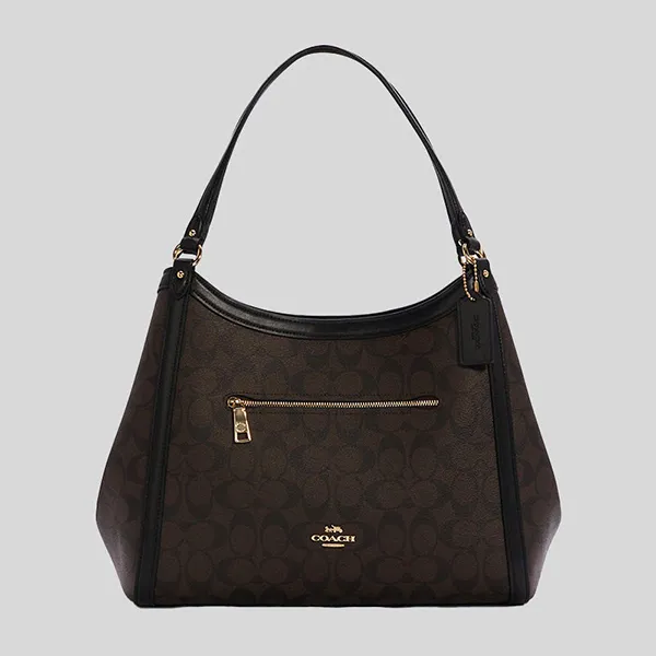 Túi Đeo Vai Nữ Coach Kristy Shoulder Bag In Signature Canvas C6232 Màu Nâu Đen
