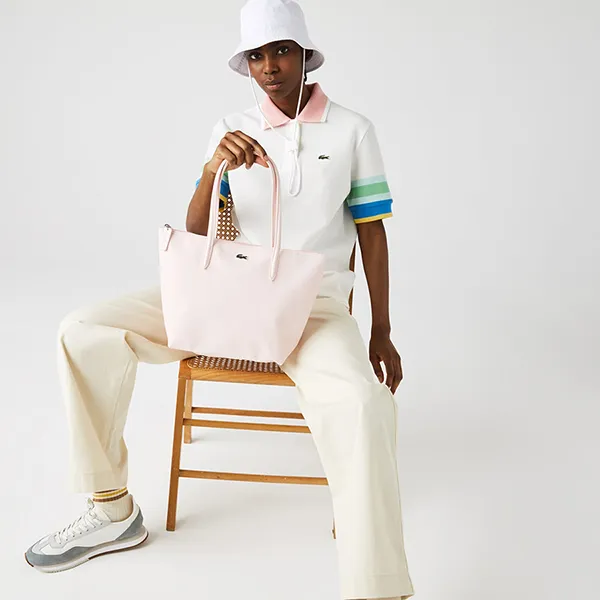 Túi Tote Nữ Lacoste Women's L.12.12 Concept Shopper Bag NF2037PO D21 Màu Hồng Nhạt - Túi xách - Vua Hàng Hiệu