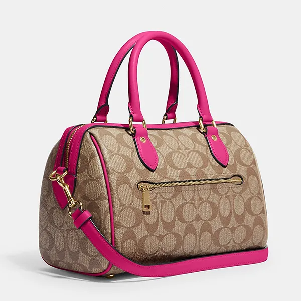 Túi Xách Coach Rowan Satchel In Signature Canvas CH280 Màu Khaki/Hồng