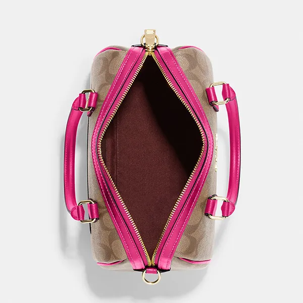 Túi Xách Coach Rowan Satchel In Signature Canvas CH280 Màu Khaki/Hồng