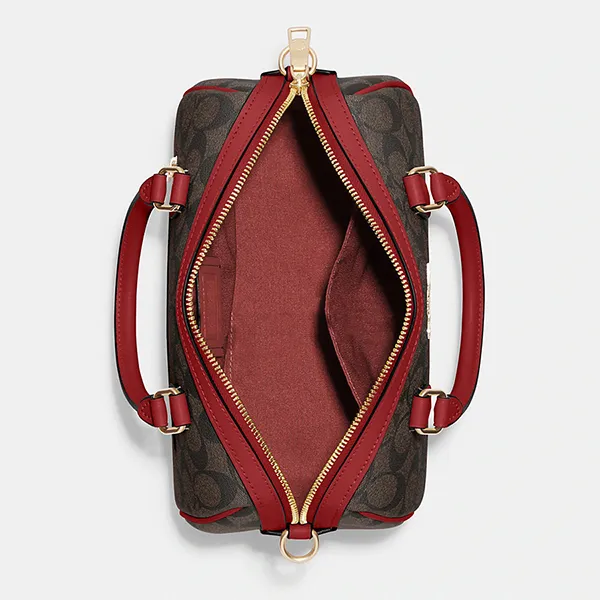 Túi Xách Coach Rowan Satchel In Signature Canvas CH280 Màu Nâu/Đỏ