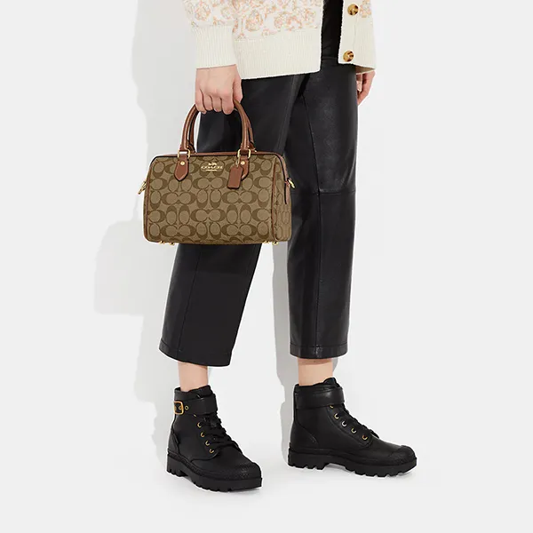 Túi Xách Coach Rowan Satchel In Signature Canvas CH280 Màu Nâu Khaki
