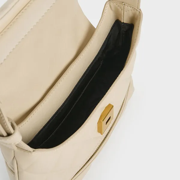 Túi Xách Nữ Charles & Keith CNK Swing Quilted Chain-Handle Bag 20271238 Màu Be