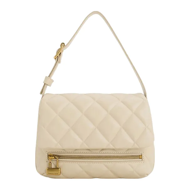 Túi Xách Nữ Charles & Keith CNK Swing Quilted Chain-Handle Bag 20271238 Màu Be