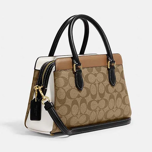 Túi Xách Nữ Coach Mini Darcie Carryall In Colorblock Signature Canvas CH287 Màu Nâu Be