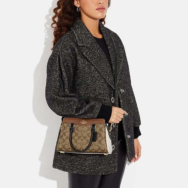 Túi Xách Nữ Coach Mini Darcie Carryall In Colorblock Signature Canvas CH287 Màu Nâu Be