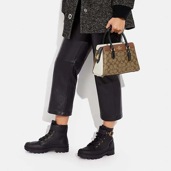 Túi Xách Nữ Coach Mini Darcie Carryall In Colorblock Signature Canvas CH287 Màu Nâu Be