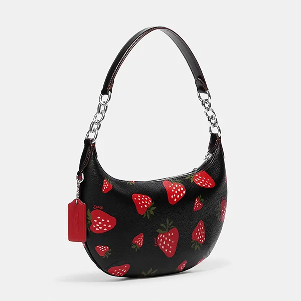 Túi Xách Tay Nữ Coach Payton Hobo With Wild Strawberry Print CH330 Màu Đen