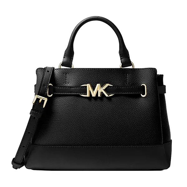 Túi Xách Tay Nữ Michael Kors MK Reed Small Pebbled Leather Belted Satchel Màu Đen