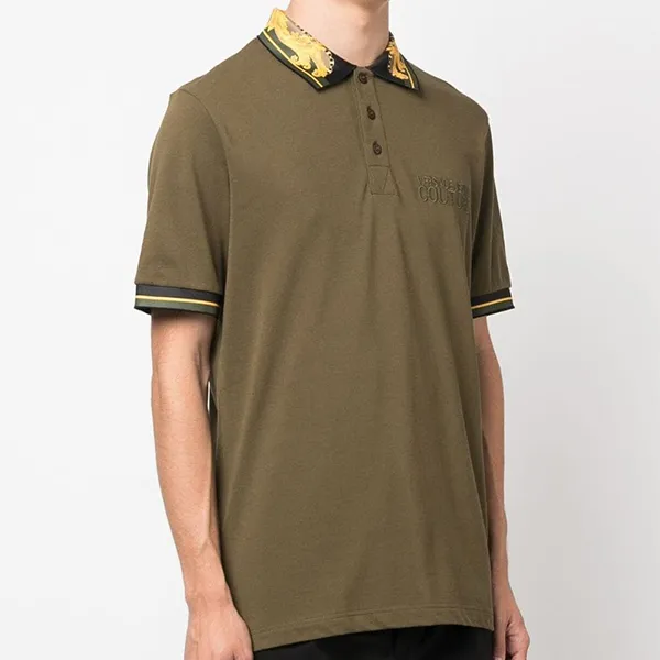 Áo Polo Nam Versace Jeans Couture Baroque-Pattern Polo Shirt 75GAGT05 Màu Xanh Rêu Size XS - Thời trang - Vua Hàng Hiệu