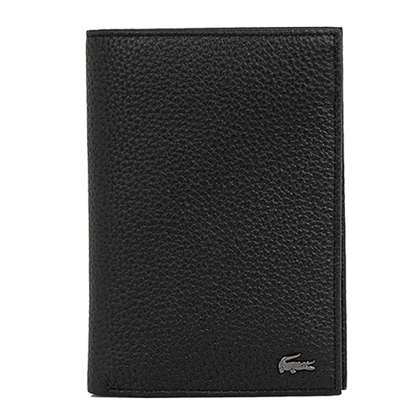 Ví Nam Lacoste Men's Crocodile Grained Leather Foldable Wallet NH3710 - 000 Màu Đen
