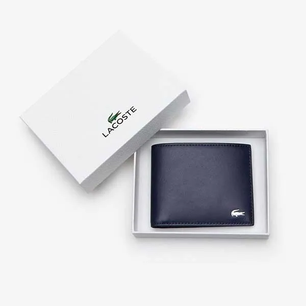 Ví Nam Lacoste Men's Fitzgerald Leather 6-Card Wallet NH1115F Màu Xanh Navy
