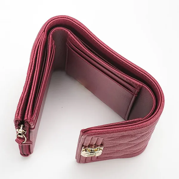 Ví Nữ Chanel CC Wallet On Chain Burgundy Màu Đỏ Tía