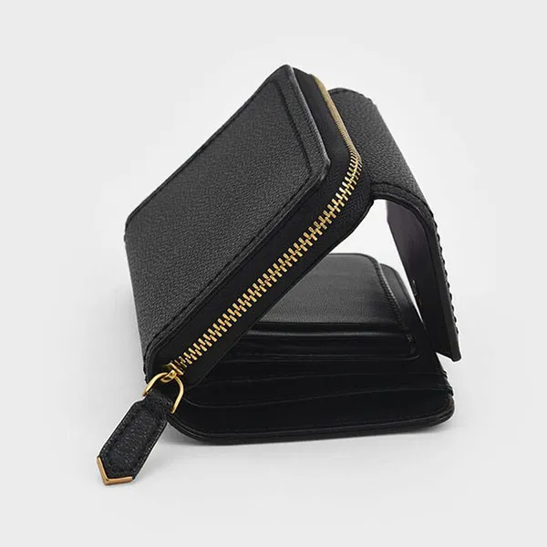 Ví Nữ Charles & Keith CNK Stitch Trim Envelope Wallet Black 10770535-4 Màu Đen