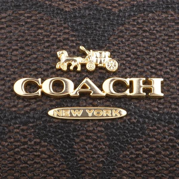 Ví Nữ Coach Double Zip Wallet In Blocked Signature Canvas C7313 Màu Nâu Khaki