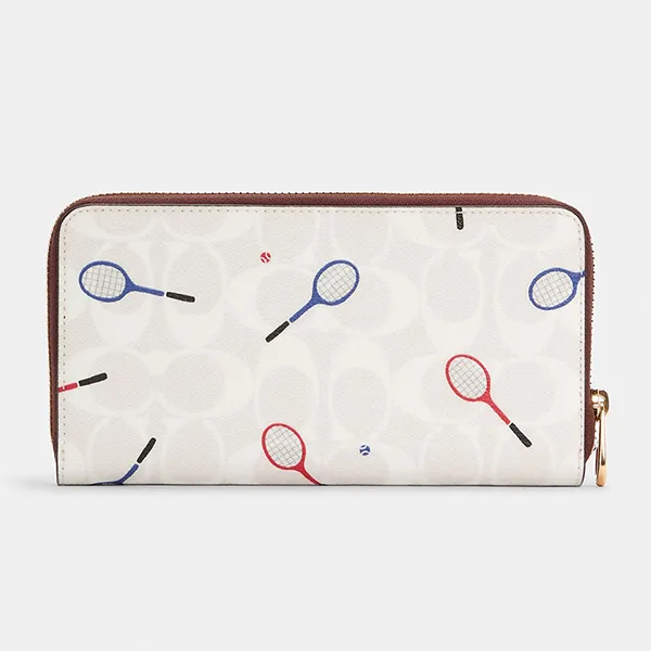 Ví Nữ Coach Long Zip Around Wallet In Signature Canvas C8385 Màu Trắng