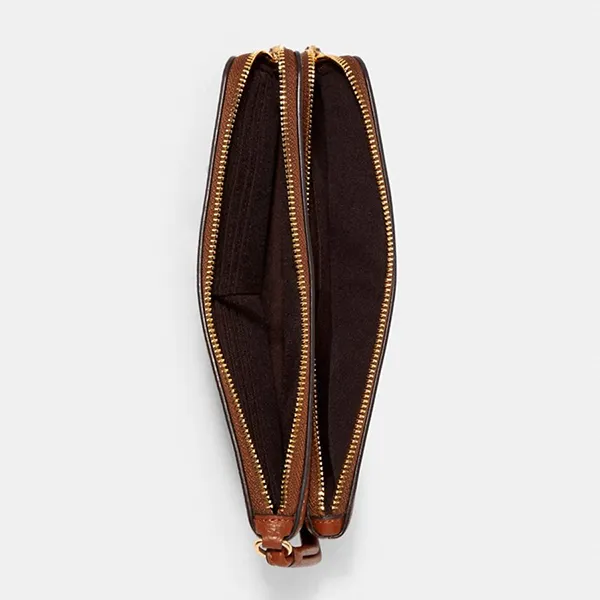 Ví Nữ Coach Pebbled Leather Double Zip Wallet C5610 Màu Nâu