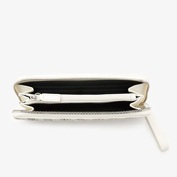 Ví Nữ Lacoste Women's Printed Monogram Zip Wallet NF3958 - FARINE Màu Trắng