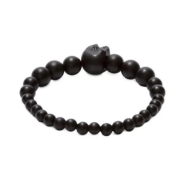 Vòng Đeo Tay Nam Alexander Mcqueen Beaded Skull Bracelet Màu Đen
