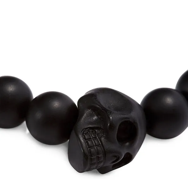 Vòng Đeo Tay Nam Alexander Mcqueen Beaded Skull Bracelet Màu Đen