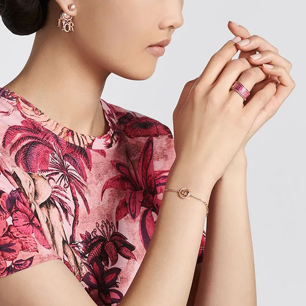 Vòng Đeo Tay Nữ Dior Pink-Finish Metal and White Crystals B1953WOMCY_D12P Màu Vàng Hồng - Trang sức - Vua Hàng Hiệu