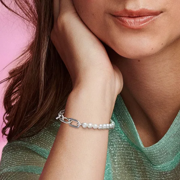 Vòng Đeo Tay Nữ Pandora ME Treated Freshwater Cultured Pearl Bracelet 599694C01 Màu Bạc