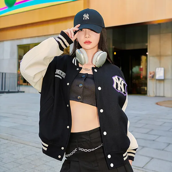Áo Bomber MLB Wappen Play Wool Varsity Varsity New York Yankees 3AJPV0234-50BKS Màu Đen