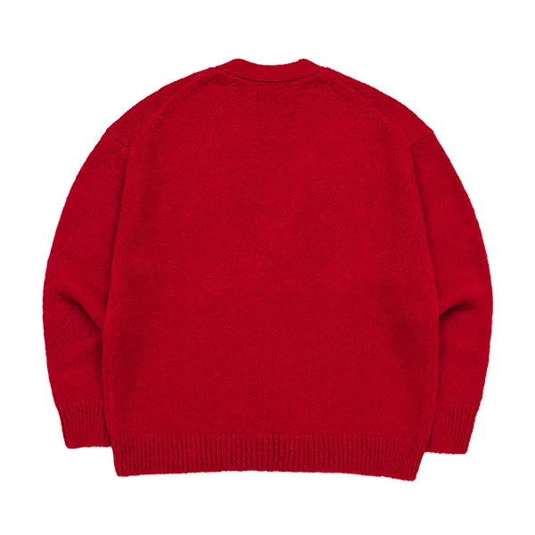 Áo Cardigan Acmé De La Vie ADLV Lettering Logo Mohair Màu Đỏ