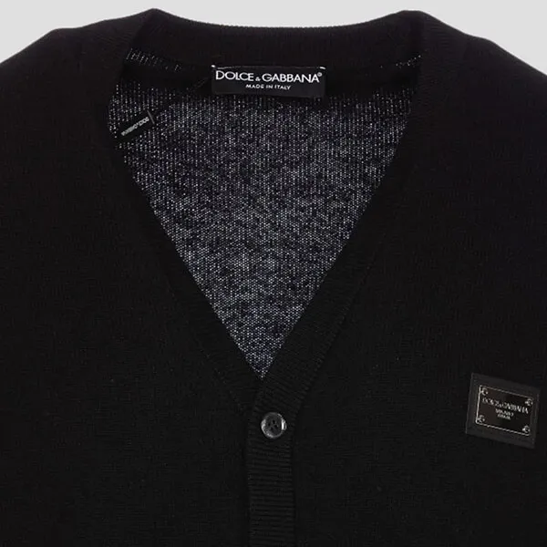 Áo Cardigan Nam Dolce & Gabbana D&G Black With Logo Plaque GXO37T JEMQ4 N0000 Màu Đen
