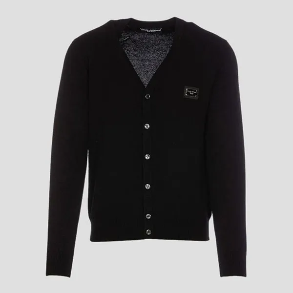 Áo Cardigan Nam Dolce & Gabbana D&G Black With Logo Plaque GXO37T JEMQ4 N0000 Màu Đen