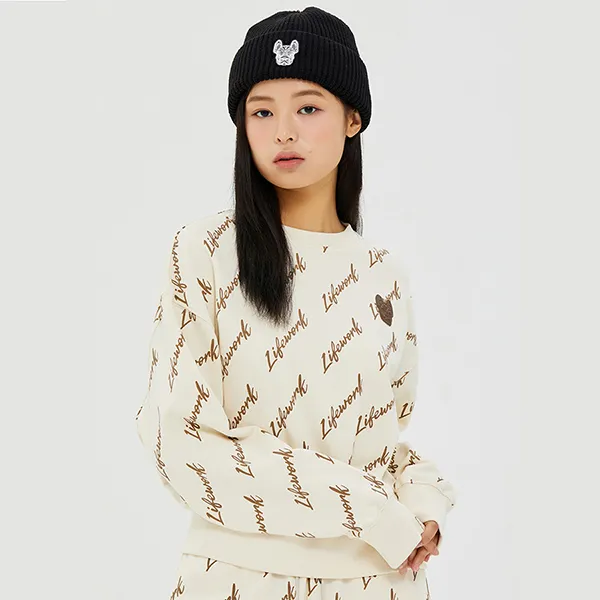 Áo Dài Tay LifeWork Sweatshirt Monogram LW233MT705 Màu Trắng Kem