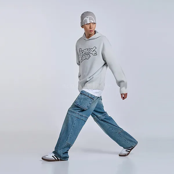 Áo Hoodie Acmé De La Vie ADLV Round Logo Knit Grey Màu Xám - Thời trang - Vua Hàng Hiệu