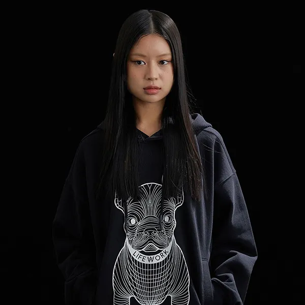 Áo Hoodie LifeWork Big Ladok Hoodie LW235HD990 Màu Đen Trắng