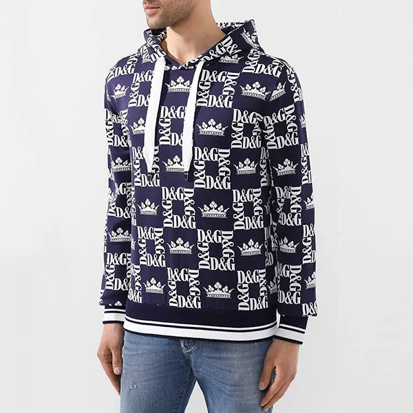Áo Hoodie Nam Dolce & Gabbana D&G Logo Crowns Màu Navy/Trắng Size 44 - Thời trang - Vua Hàng Hiệu