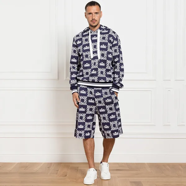 Áo Hoodie Nam Dolce & Gabbana D&G Logo Crowns Màu Navy/Trắng Size 44 - Thời trang - Vua Hàng Hiệu