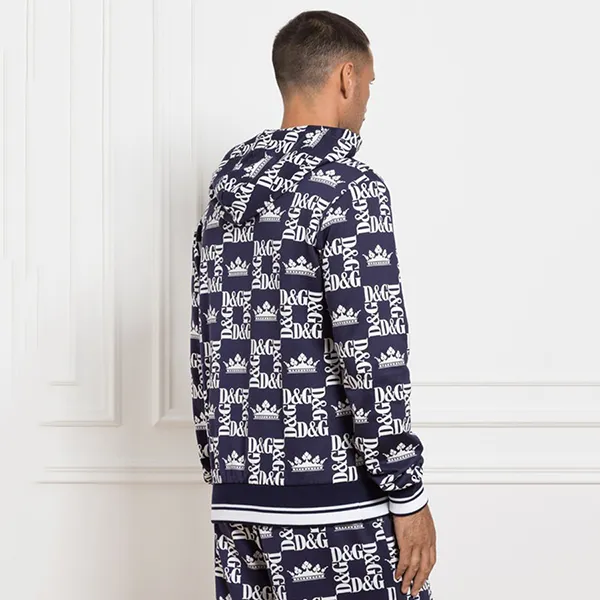 Áo Hoodie Nam Dolce & Gabbana D&G Logo Crowns Màu Navy/Trắng Size 44 - Thời trang - Vua Hàng Hiệu
