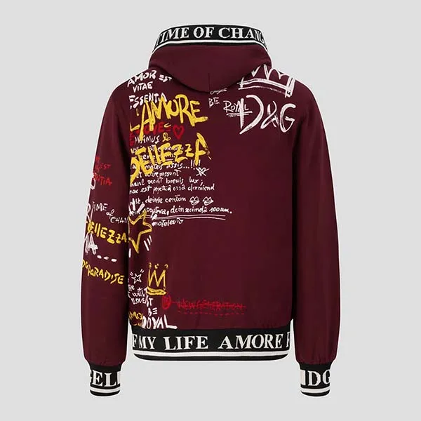 Áo Hoodie Nam Dolce & Gabbana D&G Red With Pattern Printed G9MR9T G7OUL F0130 Màu Đỏ Mận - Thời trang - Vua Hàng Hiệu