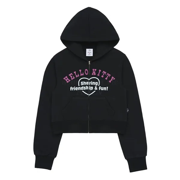 Áo Hoodie Nữ Acmé De La Vie ADLV Hello Kitty Lettering Màu Đen