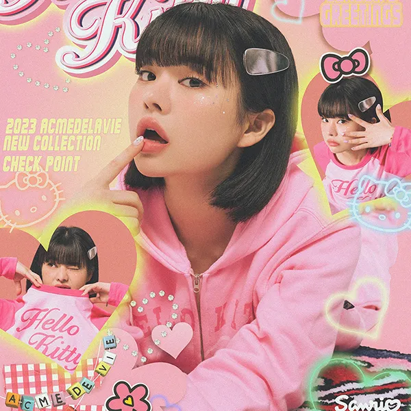 Áo Hoodie Nữ Acmé De La Vie ADLV Hello Kitty Lettering Màu Hồng - Thời trang - Vua Hàng Hiệu