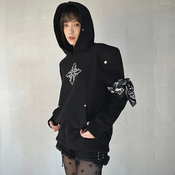 Áo Hoodie Nữ SMFK Black Baroque Compass Pattern CH003B Màu Đen - Thời trang - Vua Hàng Hiệu