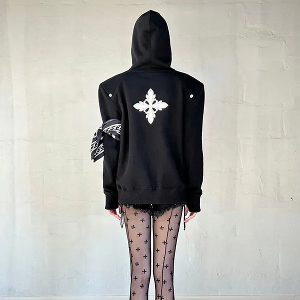 Áo Hoodie Nữ SMFK Black Baroque Compass Pattern CH003B Màu Đen - Thời trang - Vua Hàng Hiệu