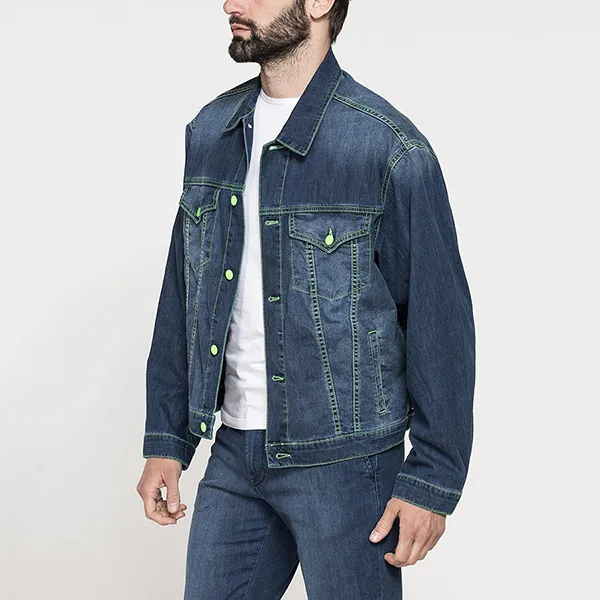 Áo Khoác Denim Nam Carrera Jeans Jacket With Fluo Contrasts 440A0941X_711 Màu Xanh Size L - Thời trang - Vua Hàng Hiệu