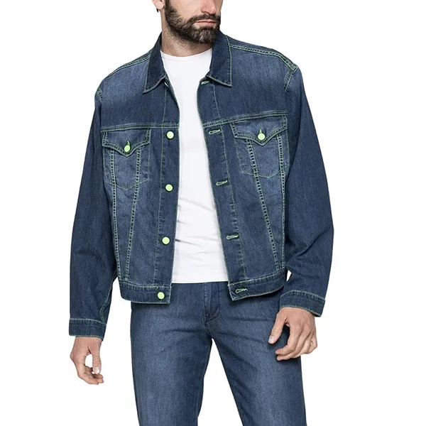 Áo Khoác Denim Nam Carrera Jeans Jacket With Fluo Contrasts 440A0941X_711 Màu Xanh Size L - Thời trang - Vua Hàng Hiệu