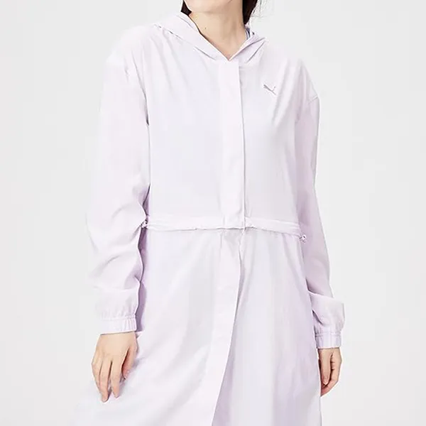 Áo Khoác Gió Dáng Dài Nữ Puma Studio Wear 521914 Women's Windbreaker Jacket Studio Wear Màu Tím Size M
