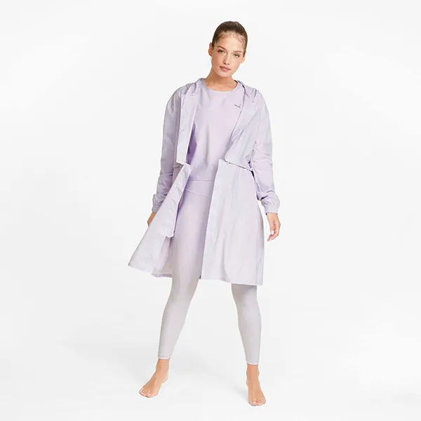 Áo Khoác Gió Dáng Dài Nữ Puma Studio Wear 521914 Women's Windbreaker Jacket Studio Wear Màu Tím Size M