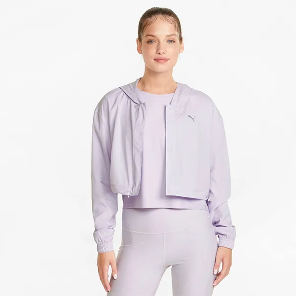 Áo Khoác Gió Dáng Dài Nữ Puma Studio Wear 521914 Women's Windbreaker Jacket Studio Wear Màu Tím Size M